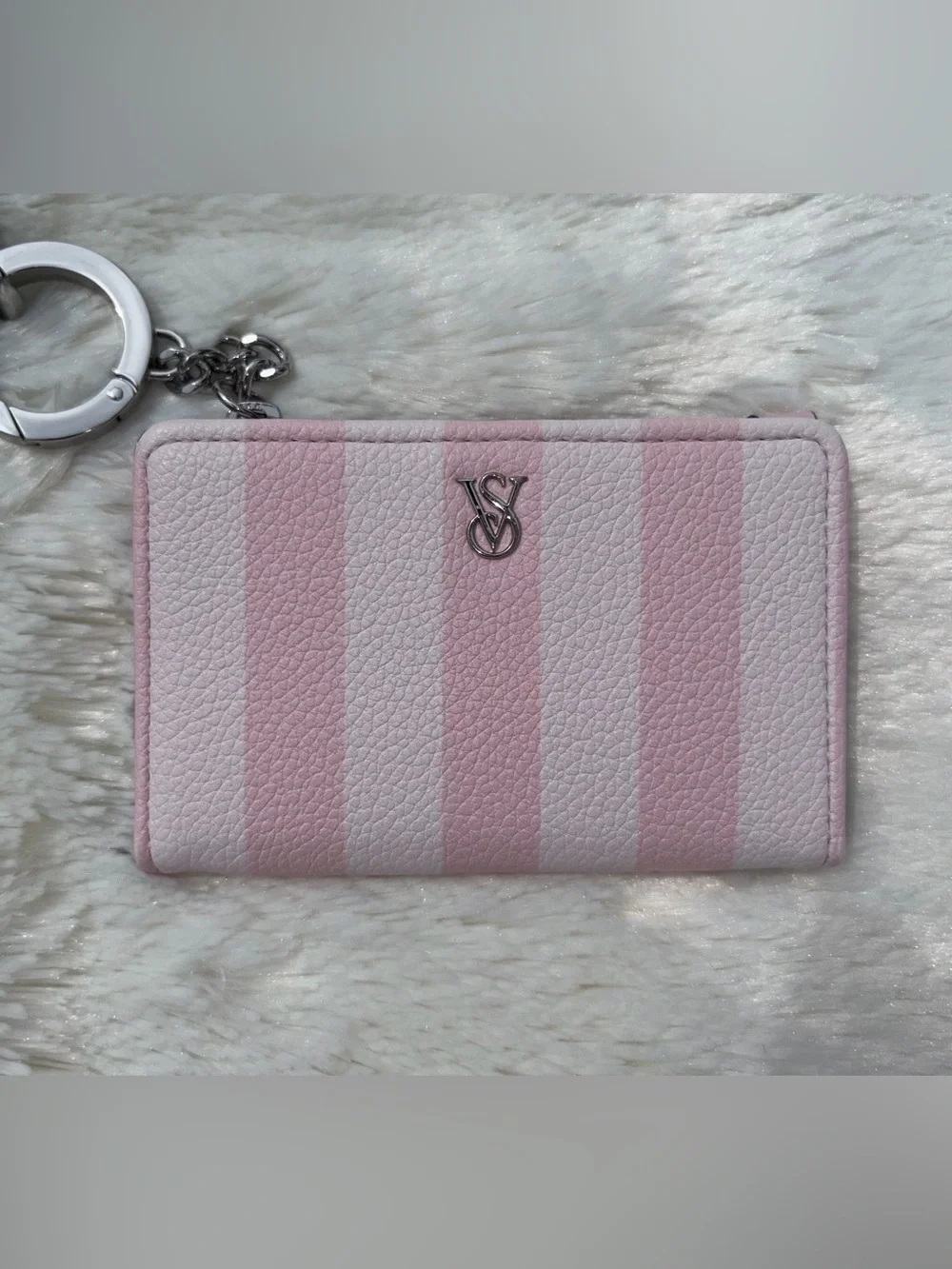 Victoria's Secret Pink & White Stripe Wallet + Rhinestone Wristlet Strap
